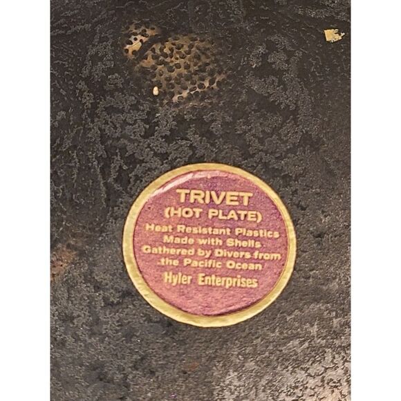 Vintage 8" Round Acrylic Lucite Abalone Sea Shell Footed Trivet Hot Plate | EUC - Picture 4 of 7